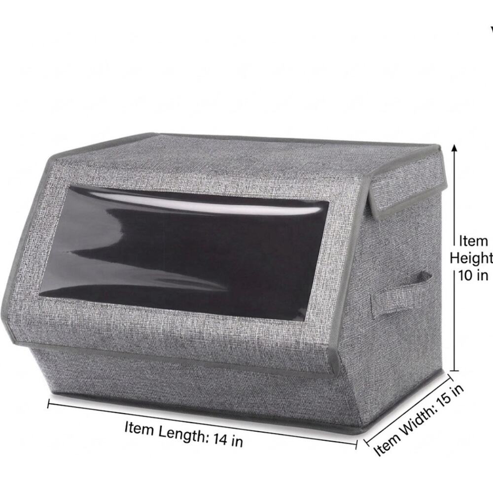 Stackable Window Box Closet Organizer Storage Bin with Magnetic Closure